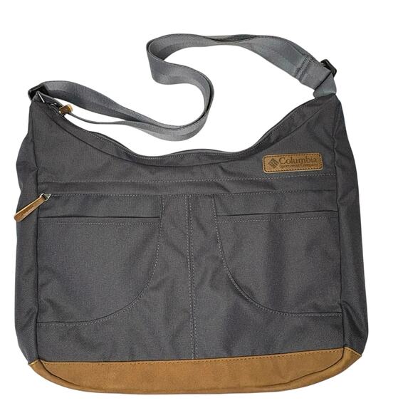 Columbia Classic Outdoor Shoulder Bag Gray Brown Unisex Crossbody Utility NWT - Picture 1 of 12